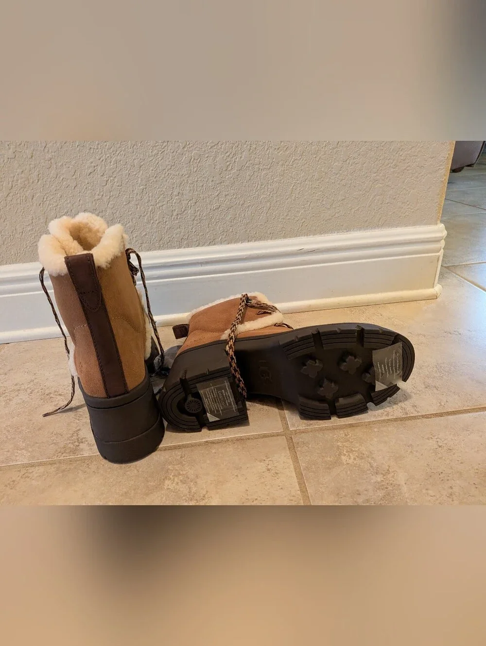 NWT Ugg Brown Faux-Shearling Winter Boots